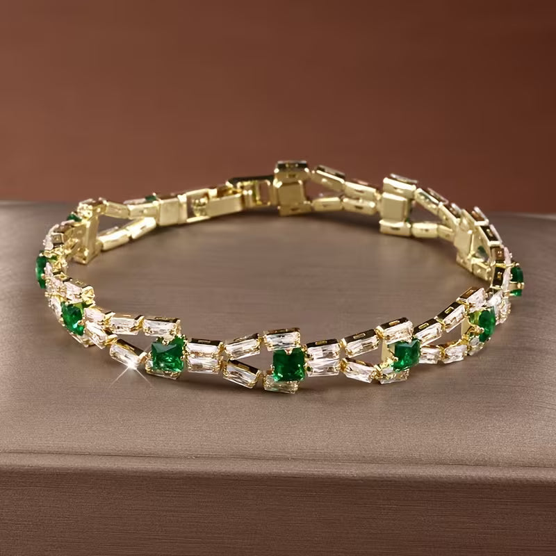 PULSERA VERDE MAILLON TENIS | ORO
