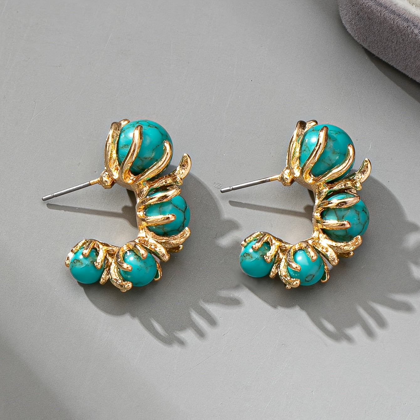 PENDIENTES TURQUESA PERLÉ FLOR DESIGN