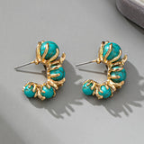 PENDIENTES TURQUESA PERLÉ FLOR DESIGN