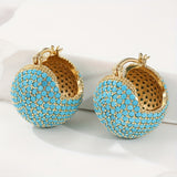 PENDIENTES CLÁSICO RÉTRO STYLE ORO TURQUESA BOMBÉ ARO
