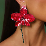 PENDIENTES ORQUÍDEA ROJOS CON EXPRESIÓN ARTÍSTICA