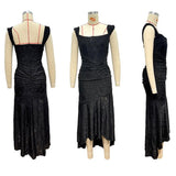 VESTIDO MAXI NEGRO CON ESTAMPADO FLORAL