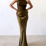 Anita™ | Elegant One Shoulder Neck Pleated Party Maxi Dress