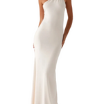 Metal buckle one-shoulder tie dress