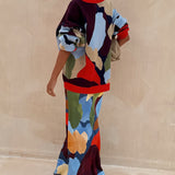 CHAQUETA DE PUNTO CON PATRÓN GEOMÉTRICO ABSTRACTO