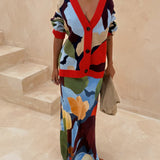 CHAQUETA DE PUNTO CON PATRÓN GEOMÉTRICO ABSTRACTO