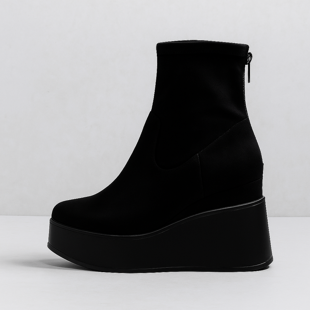 BOTINES DE ANTE CON TACÓN DE CUÑA