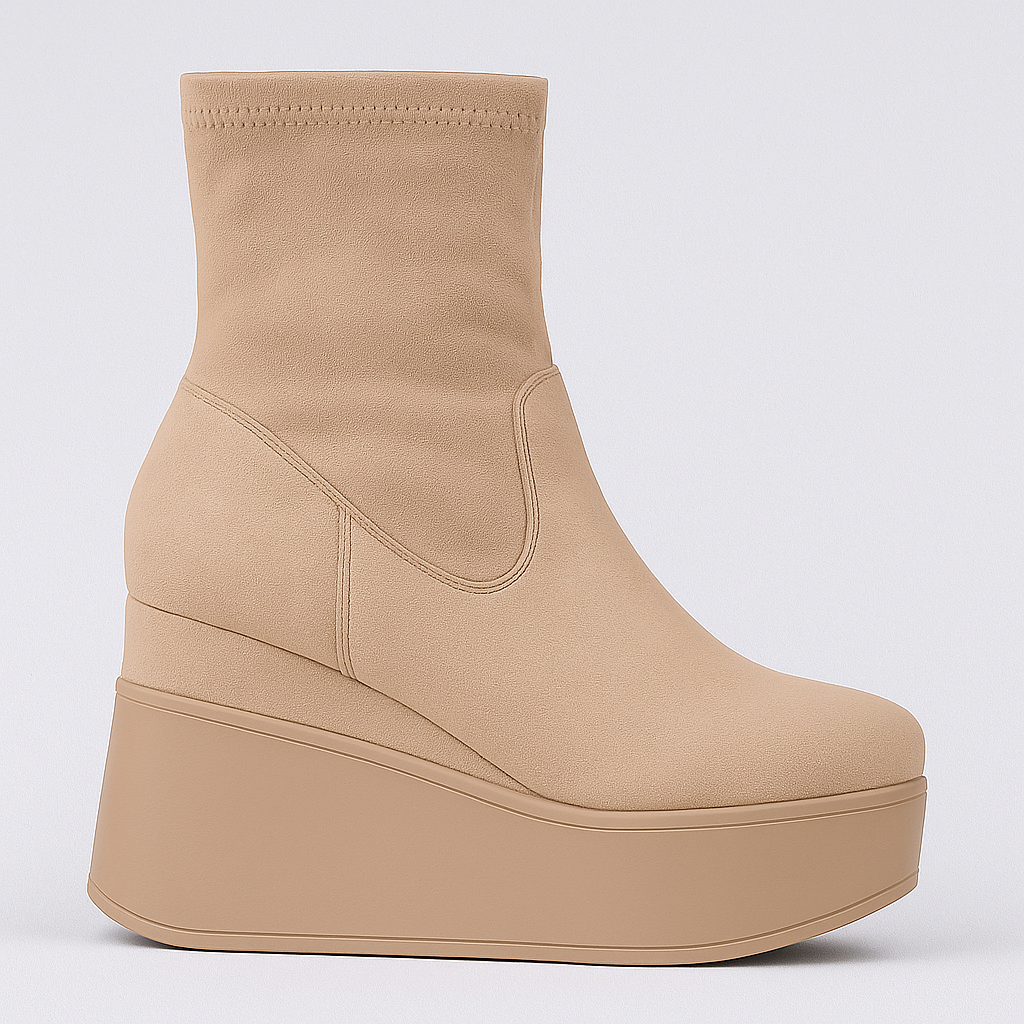 BOTINES DE ANTE CON TACÓN DE CUÑA