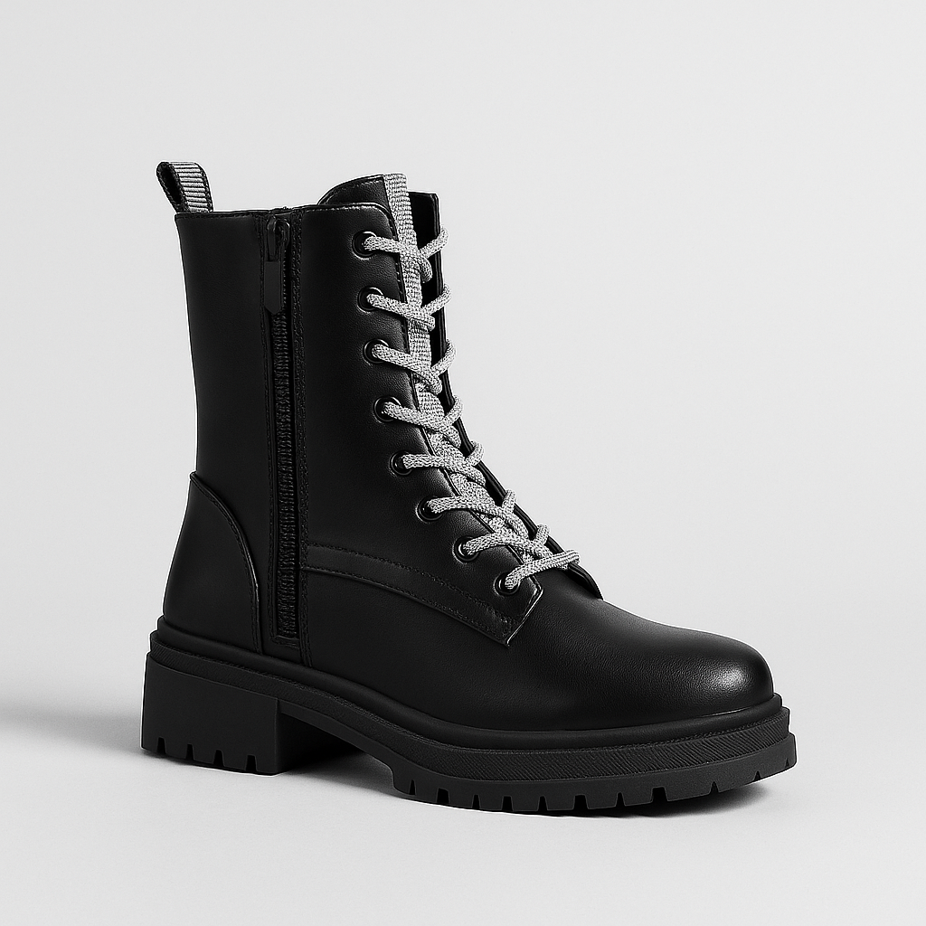 BOTINES ESTILO COMBAT CON CORDONES