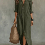 VESTIDO MAXI NEGRO CON BOTONES - VALERINA MARBELLA