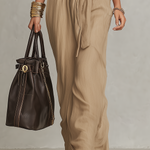 Sculptural Knot-Front Halter Linen Dress In Sand