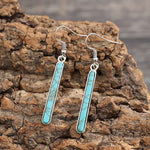 PENDIENTES ELEGANTE ANTIQUE PLATA PLAQUÉ TURQUESA GÉOMÉTRIE MOTIVO GOTA