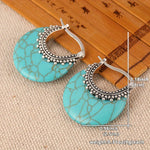 PENDIENTES TURQUESA CROISSANT PLATA PLAQUÉ ARO