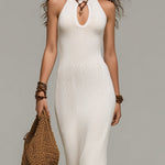 Bohemian Keyhole Neckline Knitted Maxi Dress