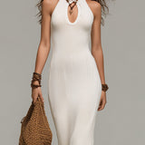 Bohemian Keyhole Neckline Knitted Maxi Dress