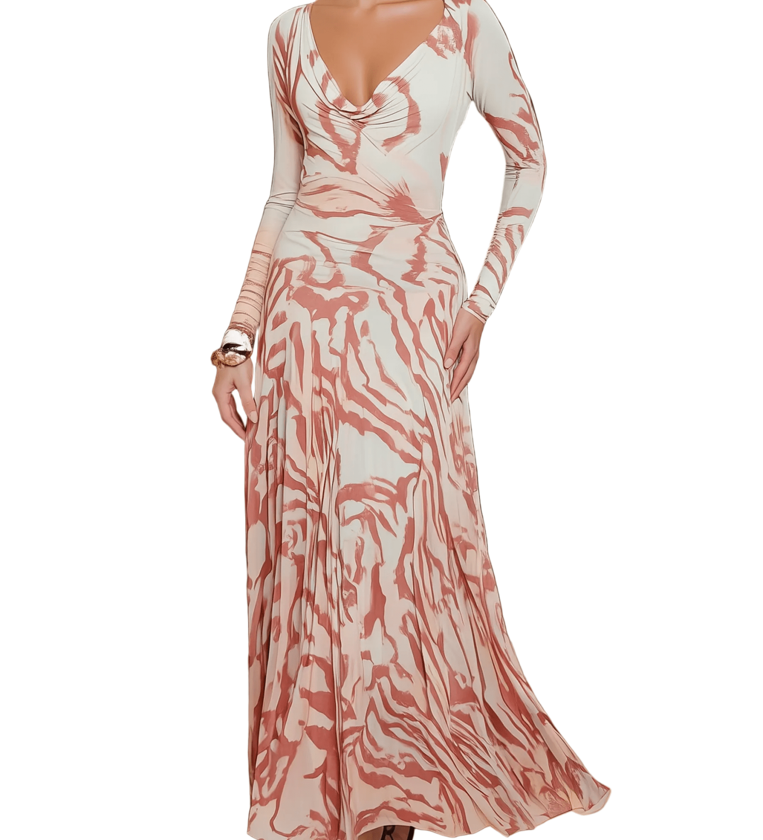 VESTIDO MAXI DE MESH CON ESTAMPADO DE CEBRA - VALERINA MARBELLA