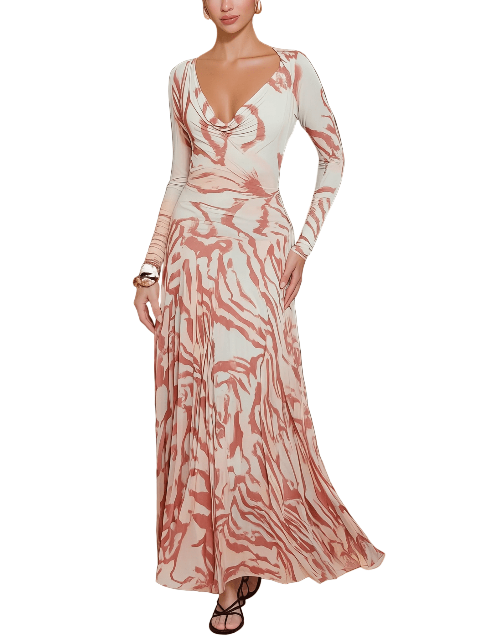 VESTIDO MAXI DE MESH CON ESTAMPADO DE CEBRA - VALERINA MARBELLA