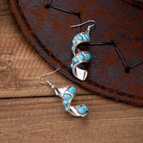 PENDIENTES BOHEMIO SPIRALE DESIGN TURQUESA INCRUSTACIÓN COLGANTE