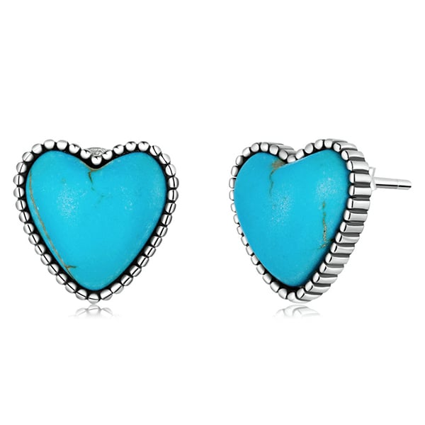 PENDIENTES ELEGANTE BOHEMIO PLATA PLAQUÉ TURQUESA FOYER AMOR
