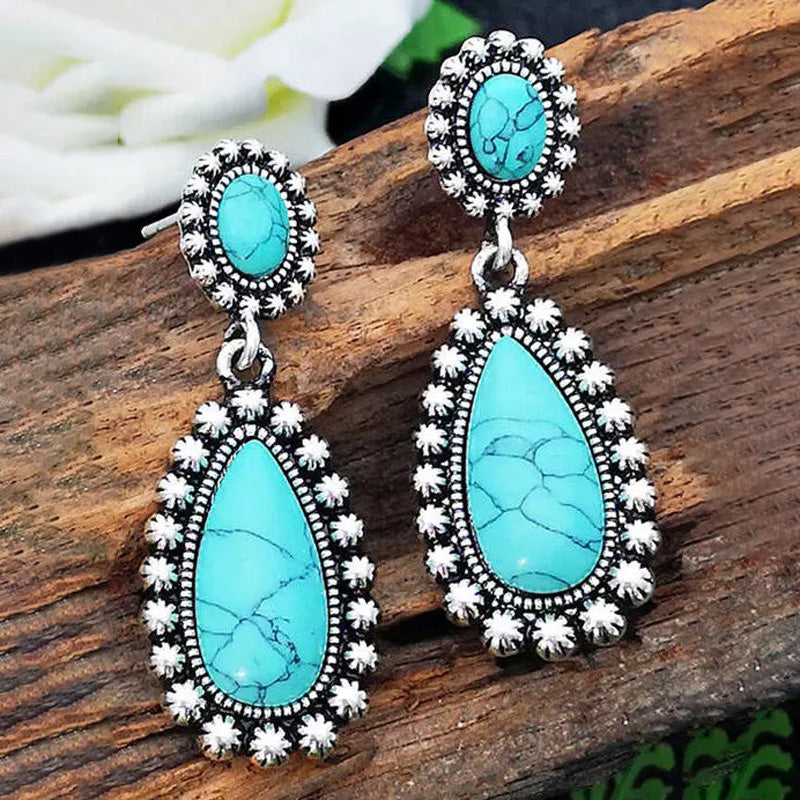 PENDIENTES VINTAGE GOTA TURQUESA IMPOSANT GOTA
