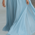VESTIDO MAXI DE GASA AZUL CLARO DE UN SOLO HOMBRO - VALERINA MARBELLA