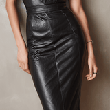 VESTIDO MINI NEGRO ENTALLADO DE POLIPIEL - VALERINA MARBELLA