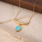 COLLAR BOHEMIO CORAZÓN EN FORME DE TURQUESA COLGANTE