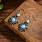 PENDIENTES VINTAGE BOHEMIO IMITATION TURQUESA FLOR GOTA