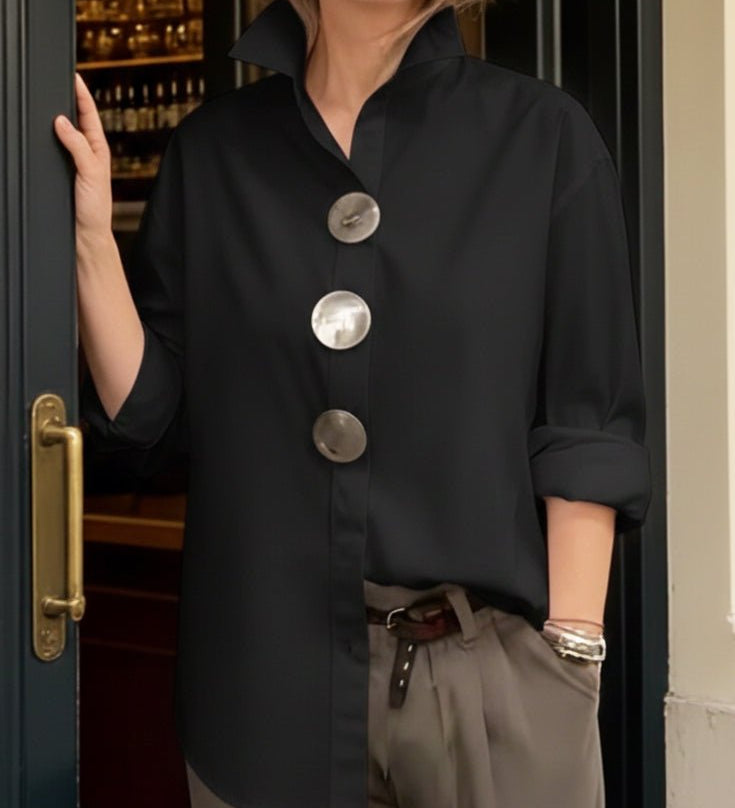 BLUSA DE LINO Y ALGODÓN CON CUELLO REFINADO - VALERINA MARBELLA