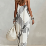 Black And White Checkered Loose-fitting Dress