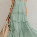 VESTIDO MAXI HALTER EN TONO MENTA - VALERINA MARBELLA