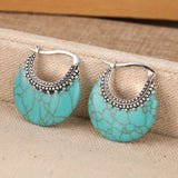PENDIENTES TURQUESA CROISSANT PLATA PLAQUÉ ARO
