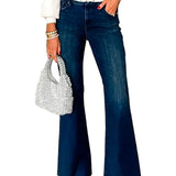 Margovil Raw Hem Flare Bottoms Denim Pants