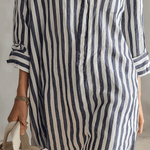 Relaxed Striped Oversized Blue & White Shirt Mini Dress