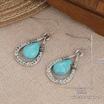 PENDIENTES VINTAGE RÉTRO EAU GOTA STYLE TURQUESA COLGANTE