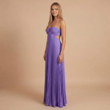 Women's Wedding Guest Pleated Halter Maxi Dress