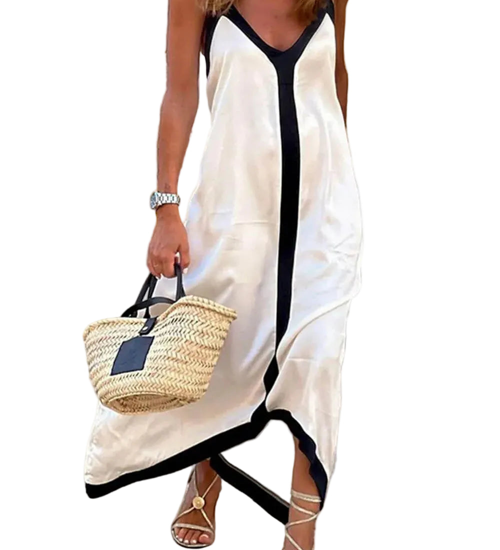 Lavechic Colorblock Suspender Midi Dress