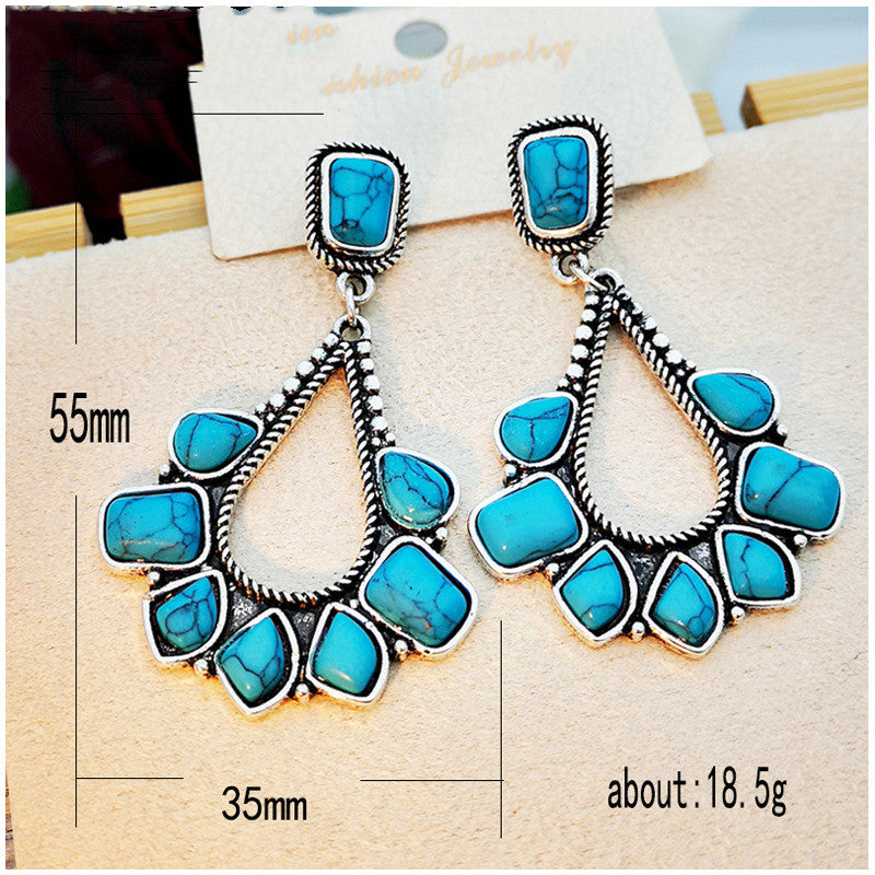 PENDIENTES VINTAGE PLATA PLAQUÉ TURQUESA GOTA