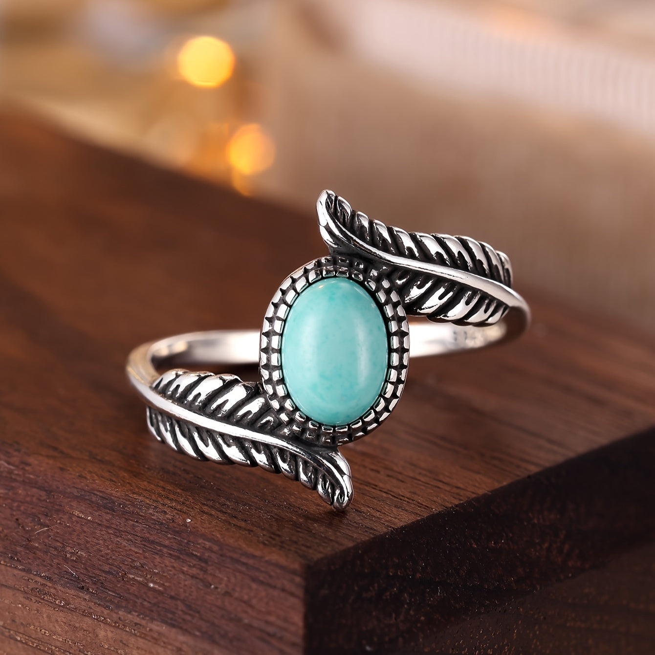 ANILLO VINTAGE FEUILLE TURQUESA STERLING PLATA
