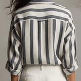 Casual Striped Cotton And Linen Long-Sleeved Shirt