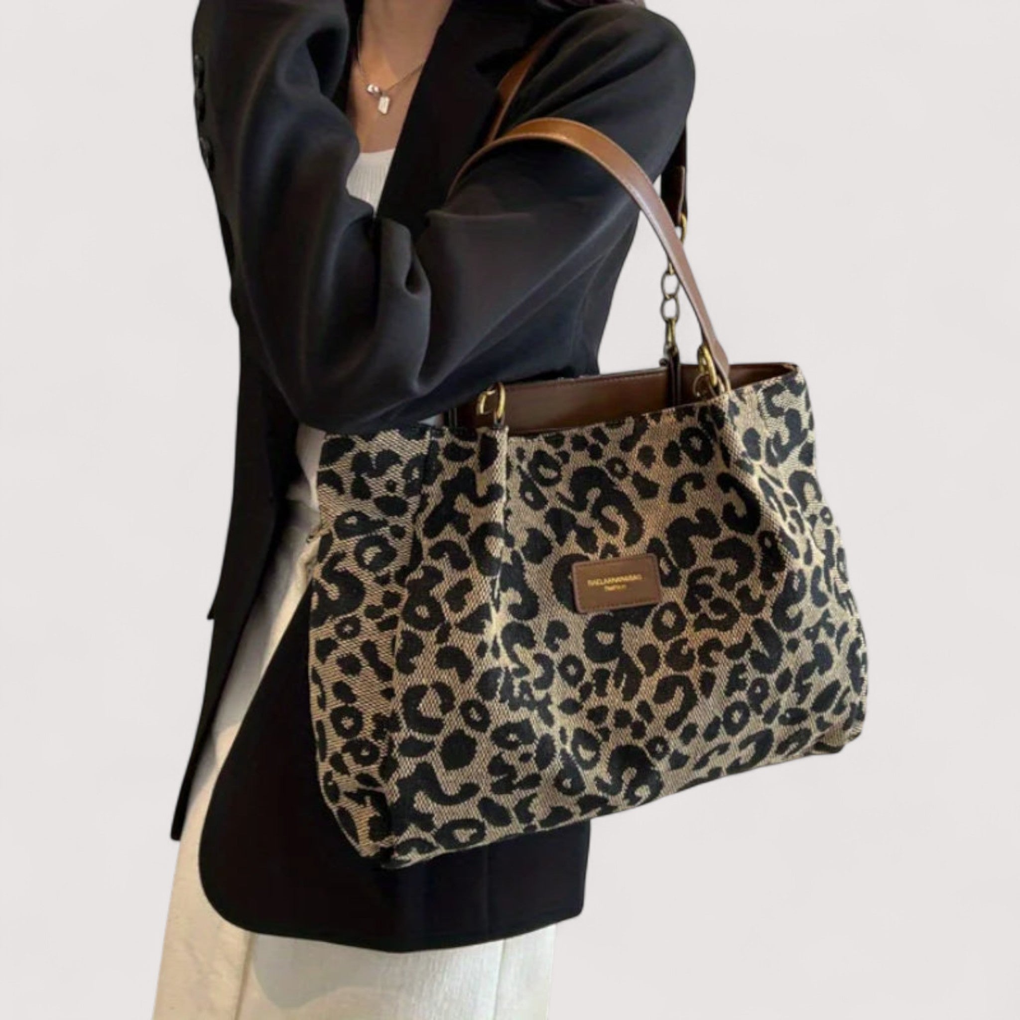 BOLSO SHOPPER DE CANVAS CON ESTAMPADO DE LEOPARDO - VALERINA MARBELLA
