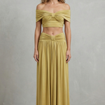Ramona – Golden glow – Women’s Off-Shoulder Ruched Skirt Set