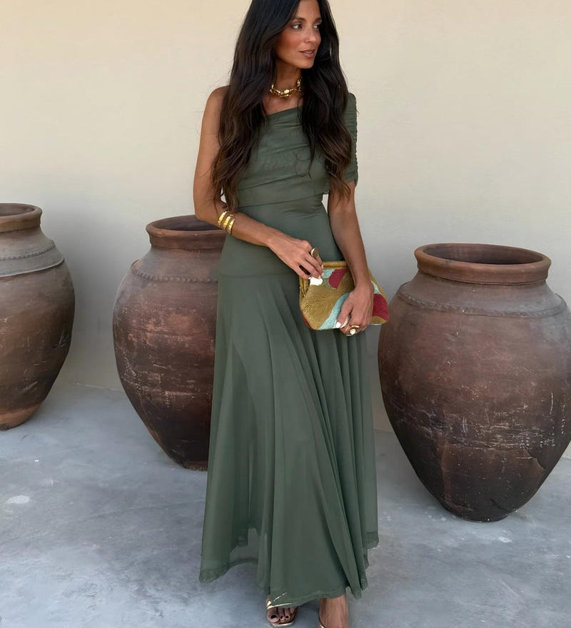 Dainia – Ein-Schulter-Maxikleid Aus Netz