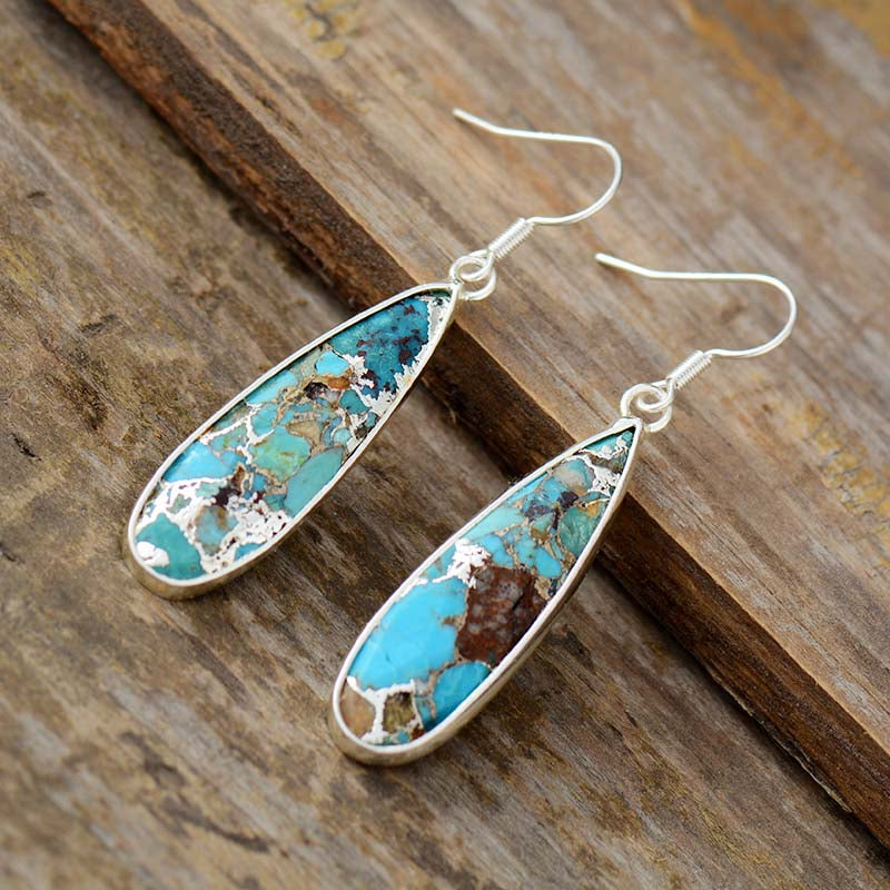 PENDIENTES NATUREL PIERRE TURQUESA JASPE GOTA