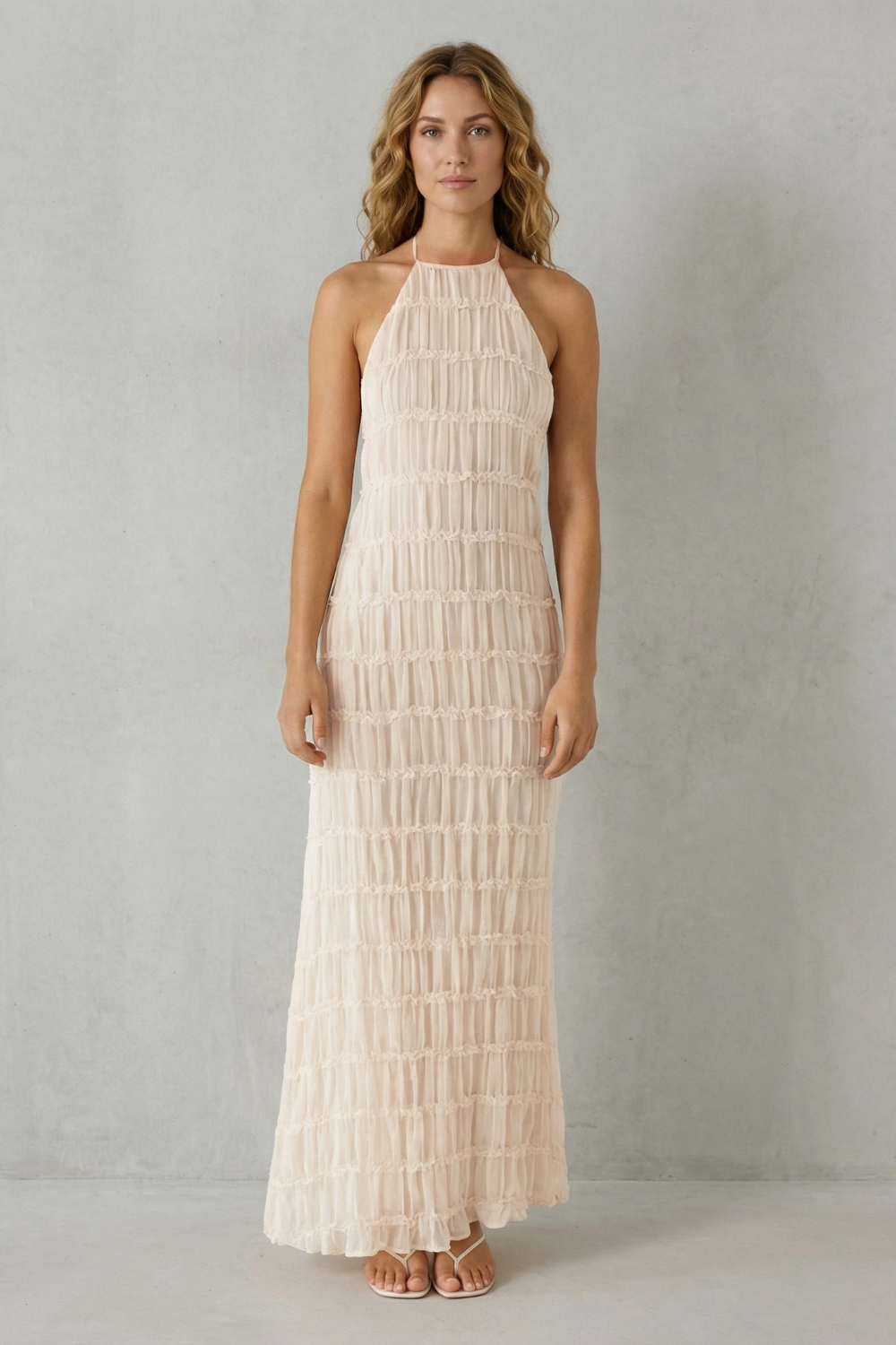 Greta – Modern texture – Women’s Backless Sculpted Texture Maxi Dress