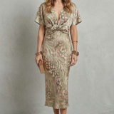 Zarielle – Draped elegance – V neck maxi dress