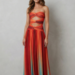 Zafrina – Sunset ombré allure – Strapless maxi dress