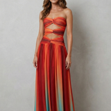 Zafrina – Sunset ombré allure – Strapless maxi dress