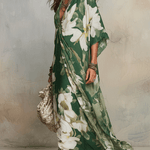 Emerald Bloom Flowing Bohemian Maxi Dress