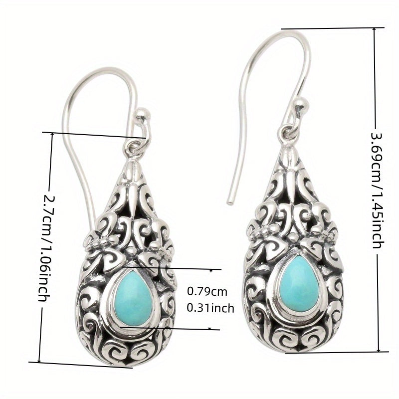 PENDIENTES VINTAGE BOHEMIO STYLE TURQUESA FILIGRANE GOTA